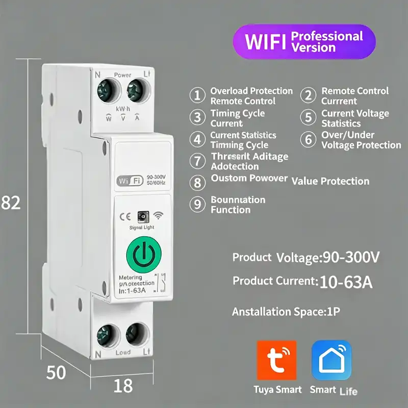 LMB3 WiFi Smart Circuit Breaker 63A, Remote Control & Energy Monitoring - Image 4