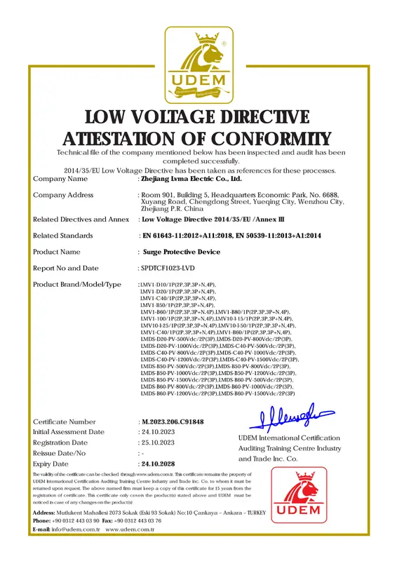 lvma-Surge Protective Device-spd-cb-ce-Certificate