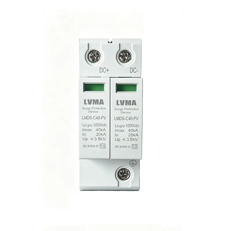 LVMA LMDS‑C40‑PV 2P 1000Vdc T2 PV surge protective device DIN‑rail mounted DC solar surge arrester for photovoltaic combiner box