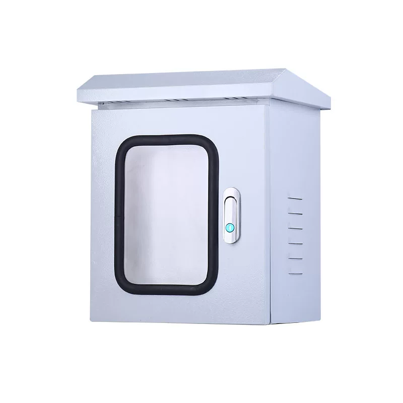 LVMA outdoor double door weatherproof electrical enclosure open view with inner door and transparent viewing window wall mount metal distribution box