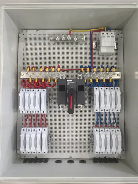 LVMA 1500V DC solar combiner box internal wiring sample at Canton Fair booth